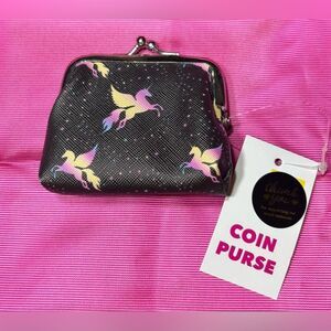 New! Cute Pegasus Unicorns Kisslock Coin Purse Small Gift Storage Bag 3” x 3.75”